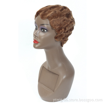 Finger Wave Wigs 30# Pixie Wigs Short Human Hair Wigs For Black Women
